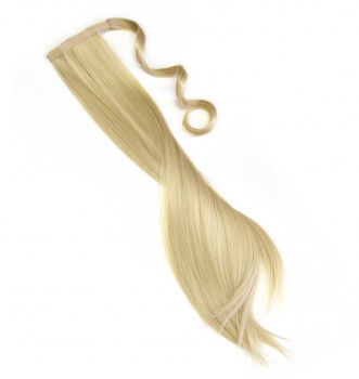 Haarteil Zopf Pferdeschwanz glatt 60 cm zum anklipsen Haarverlängerung Pony in der Farbe goldblond