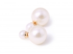 XXL Damen Ohrstecker Ohrringe doppelseitige Perlen in der Farbe weiss