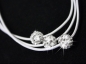 Mobile Preview: Damen Halskette Shamballa Kette „white“ Schmuck Lederhalskette mit 3 Strass Kugeln Damenschmuck Damenhalskette Silber