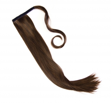 Haarteil Zopf Pferdeschwanz glatt 60 cm zum anklipsen Haarverlängerung Pony in der Farbe schwarz-braun
