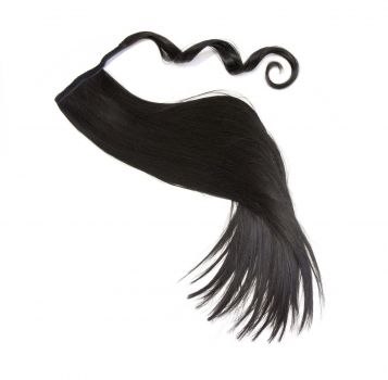 Haarteil Zopf Pferdeschwanz glatt 60 cm zum anklipsen Haarverlängerung Pony in der Farbe schwarz