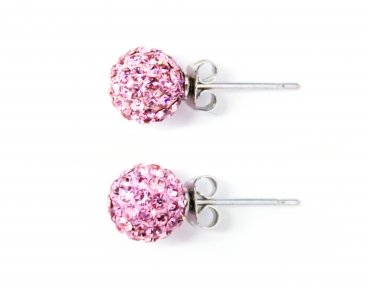 Damen Mädchen Moderne Silber Shamballa Ohrringe "Light Rose" Ohrhänger Schmuck Damenohrringe Ohrstecker