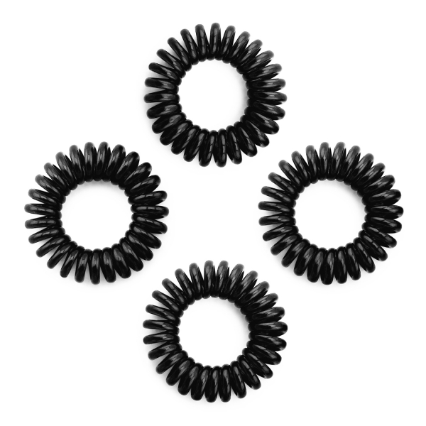 Haargummi im Telefonkabel Design (Kunststoff-Spirale),Telefonkabel, elastisch, Spiralhaargummi, Haarschmuck m 4er Set in der Farbe schwarz