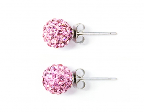 Damen Mädchen Moderne Silber Shamballa Ohrringe "Light Rose" Ohrhänger Schmuck Damenohrringe Ohrstecker