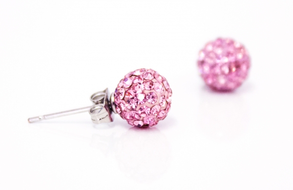 Damen Mädchen Moderne Silber Shamballa Ohrringe "Light Rose" Ohrhänger Schmuck Damenohrringe Ohrstecker